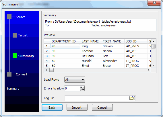 Transfer Data From TXT File To Oracle - preview