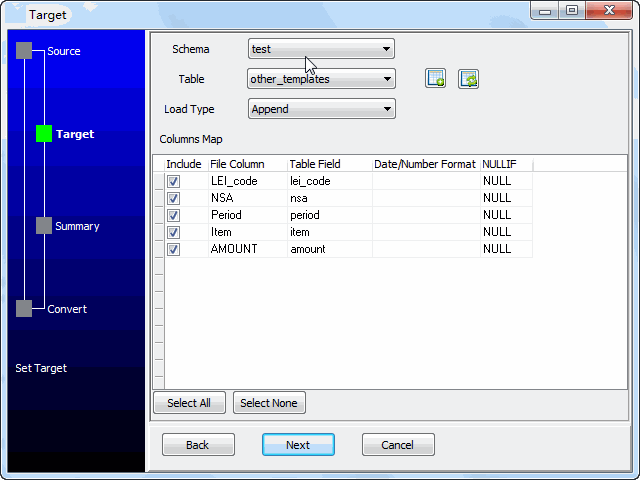 convert online CSV file to PostgreSQL  table - config PostgreSQL  table