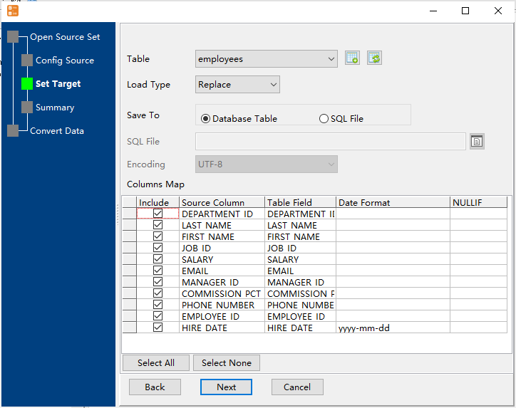 Bulk load Excel files data To DB2  - select table