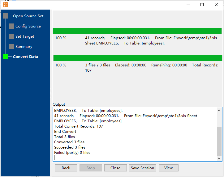 Batch copy Excel files data To DBF (dBase, FoxBase, FoxPro) - import data