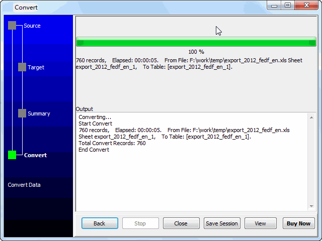 convert online EXCEL file to SQLite  table - convert to SQLite  table