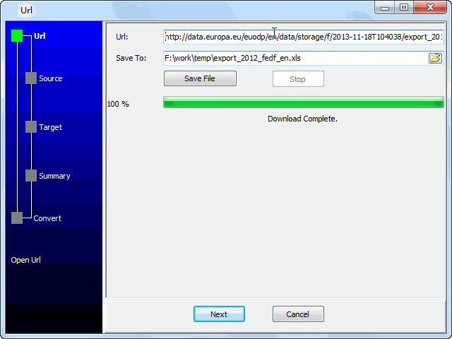 convert online EXCEL file to SQL Server  table - download from EXCEL file URL