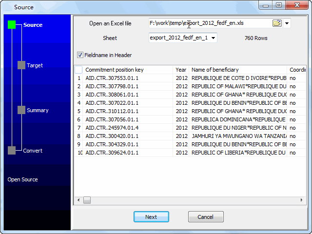 convert online EXCEL file to SQLite  table - open saved EXCEL file