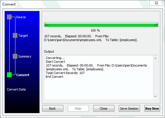 Import Data From XML To DBF - import data