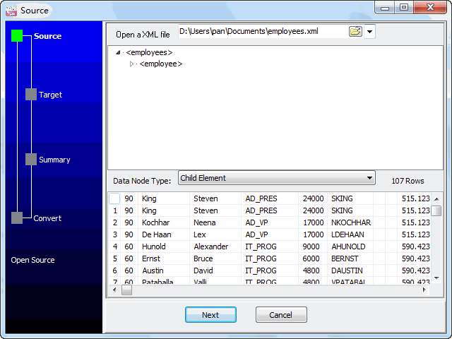 Batch import XML data To SQLite - select a folder