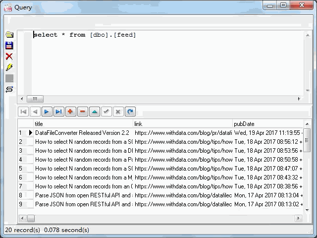import online RSS feeds to Azure - view Azure table